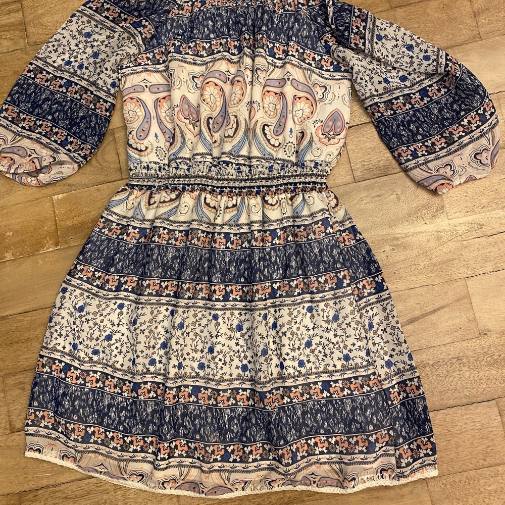 🎉Japna Cold Shoulder Puff Sleeve Dress Size 14 - Picture 2 of 5